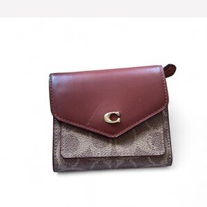 Coach Burgundy and Brown Women's Wallet